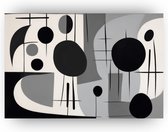 Zwart wit abstract - Wit zwart canvas schilderij - Schilderij abstracte figuren - Woonkamer decoratie industrieel - Schilderijen op canvas - Slaapkamer muurdecoratie - 90 x 60 cm 18mm