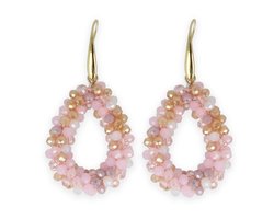 foto van Lajetti - Druppel Oorbel Roze - Dames Oorbellen - Oorhangers met Glaskralen