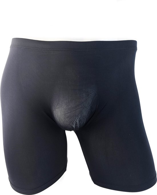 BamBella ® - Boxer short lang - Maat S/M - panty stof - Zwart Dun kant gaas stof Ondergoed