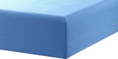 Princess Line- Comfortabel Ultra-Soft-Hoeslaken -100% katoen-Jersey -Stretch -Strijkvrij- Rondom elastiek-Hoekhoogte tot 30cm-Eenpersoons -90x200-Blauw