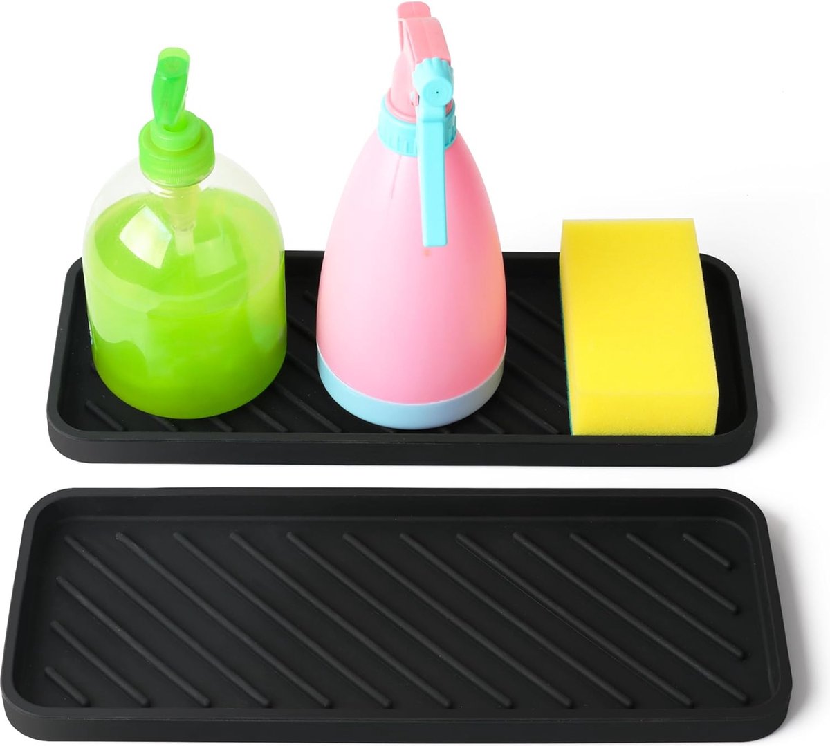 Spoelbakorganizer siliconen sponshouder grote afdruipbak 30 5 x 12 cm multifunctionele keuken badkamerorganizer afdruipmat voor sponzen afwasmiddelen zeep en borstels enz