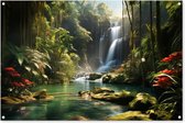 Affiche de jardin - Toile de jardin - Posters de jardin extérieur - Cascade - Nature - Jungle - Plantes - Water - 120x80 cm - Jardin