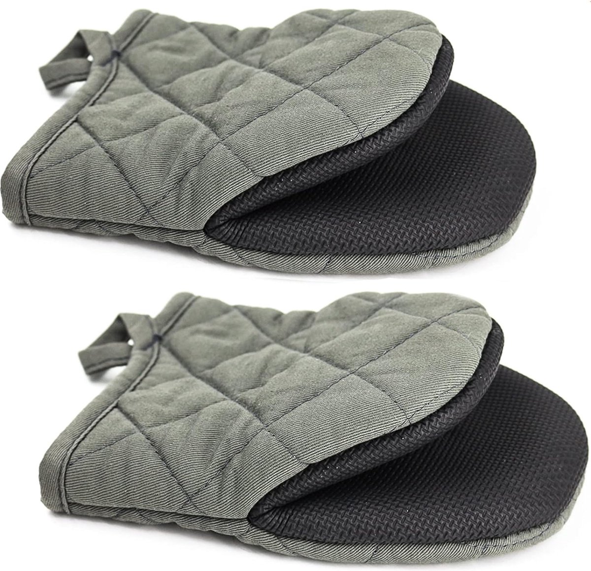 pannenlappen, pannenlappen, handschoenen, ovenwanten, hittebestendig, magnetronhandschoenen, hittebestendig neopreen, katoen, oppervlakken, antislip, korte ovenhandschoenen, 1 paar (grijs)