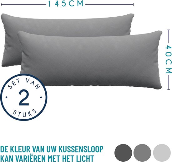 Taie Pillow 40x145 cm (veel 2) 100% katoenen trui 150 gsm - anthraciet - kussensloop 40 x 145 katoen - resistent en hypoallergeen kussendeksel voor kussen