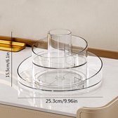 Lazy Susan 360° draaibare make-uporganizer, 2 niveaus, roterende cosmetische opberghouder, make-upkwastenhouder, oogschaduw, opbergschaal voor ijdelheid, badkamer, dresser