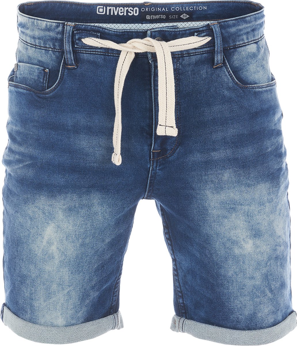 riverso Heren Short Broeken RIVPaul regular/straight Fit Blauw W 40 Volwassenen Stretch Jeans Korte Broek