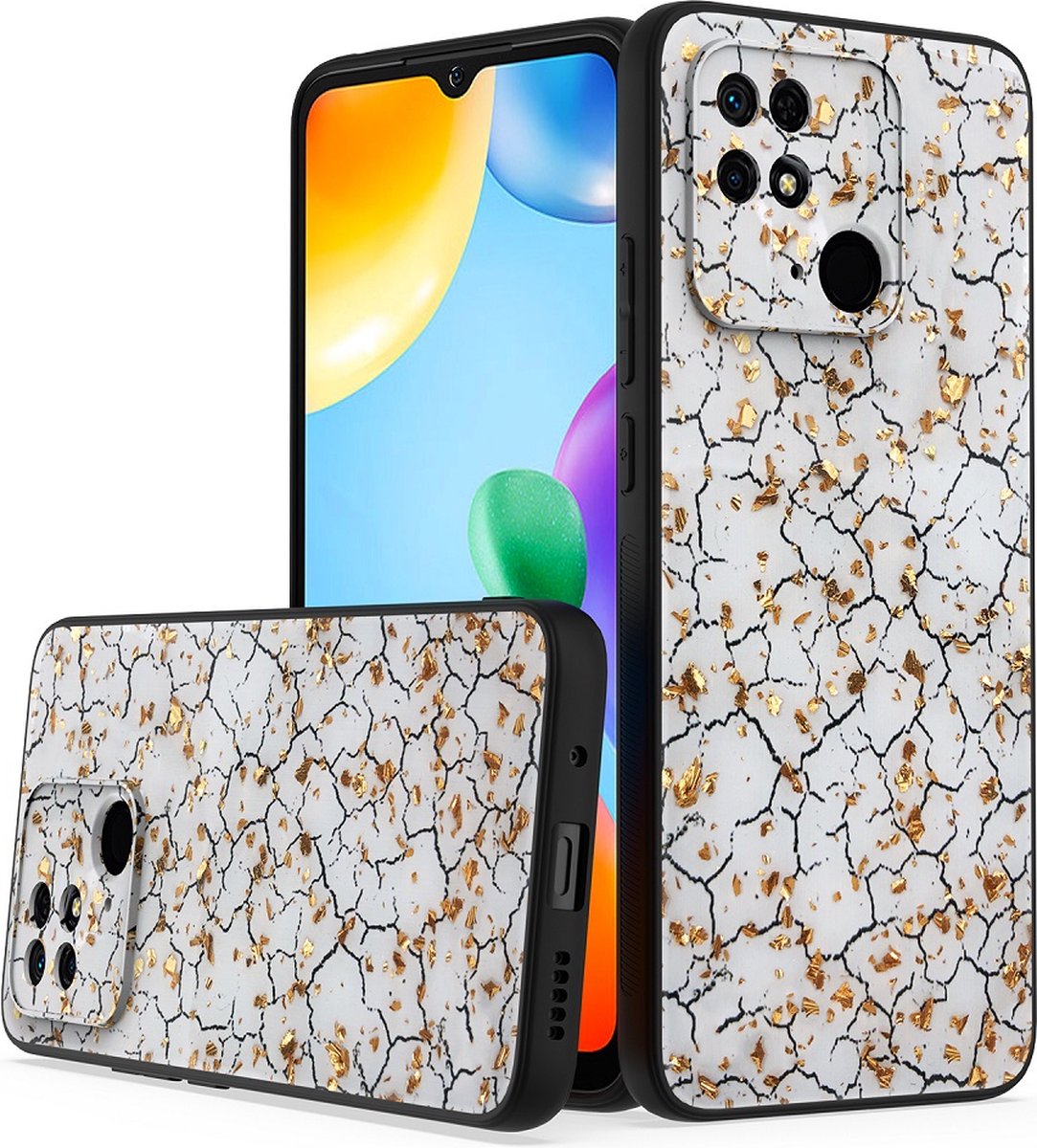 Silicone Hoesje Print - Backcover - Geschikt voor Xiaomi Redmi 10c - Gebroken Wit
