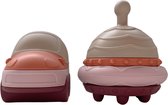 Mabebi - Ufo en auto speelset - Baby speelgoed - Stapelspeelgoed - Badspeelgoed - Silicone Speelgoed - Cadeau idee - Beige Oranje Roze