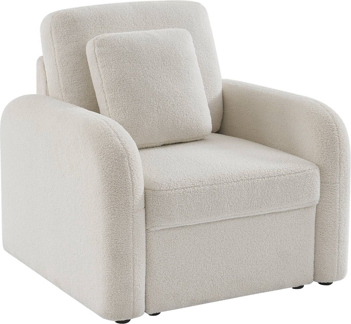 sweeek Fauteuil afgeronde lijnen bouclé stof - milano Crème