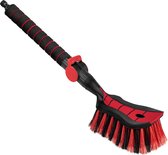 Wasborstel, waterborstel, autowasborstel met wateraansluiting, snelsluiting voor het waterventiel, dicht geplaatste borstelharen, comfortabele grip, lengte: 54 cm, rood