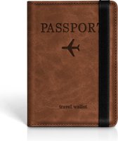 Paspoort hoesje - Paspoorthouder - Paspoort cover - RFID - Kunstleer - Bruin
