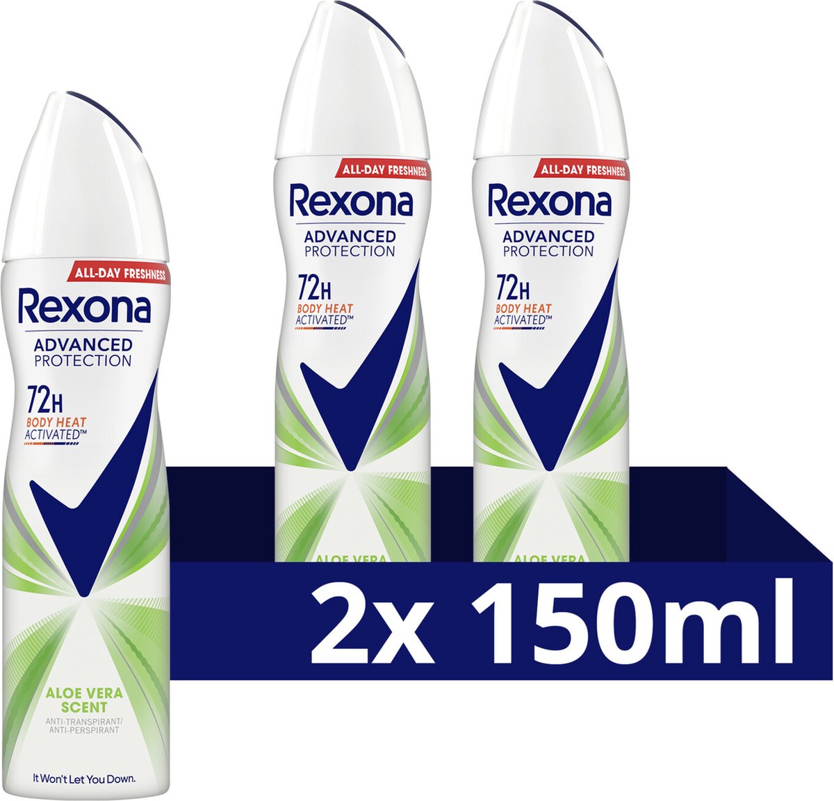 Goedkoopste Rexona Women Advanced Protection Anti-Transpirant Spray - Aloë Vera - met Body Heat Activated Technologie - 2 x - 150 ml