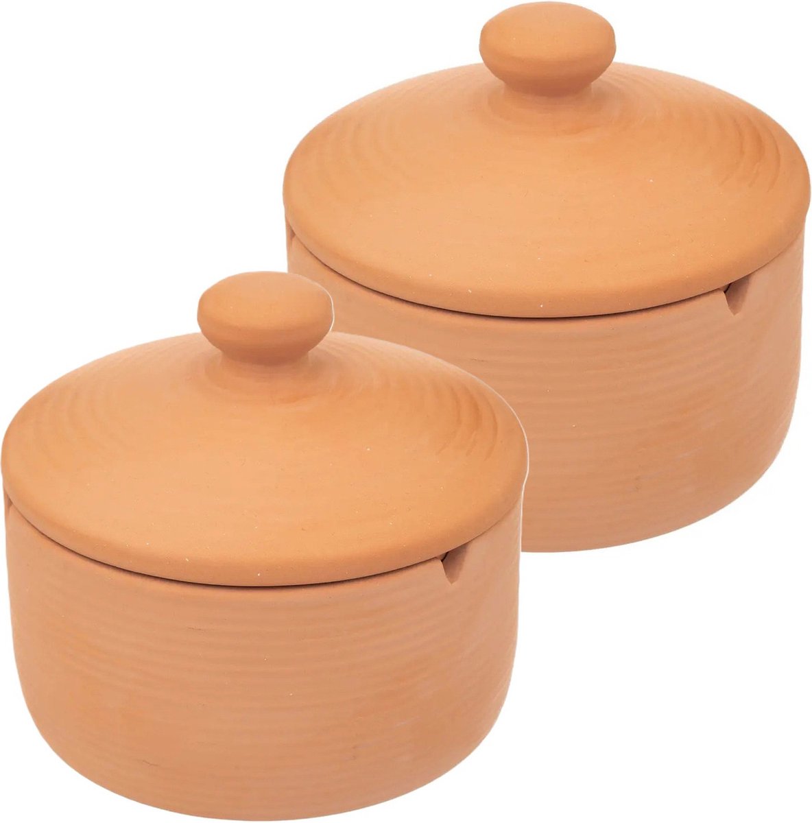 Goedkoopste Atmosphera Asbak met stijlvolle deksel - 2x - Terracotta - D13 cm - steenrood - voor binnen/balkon/serre