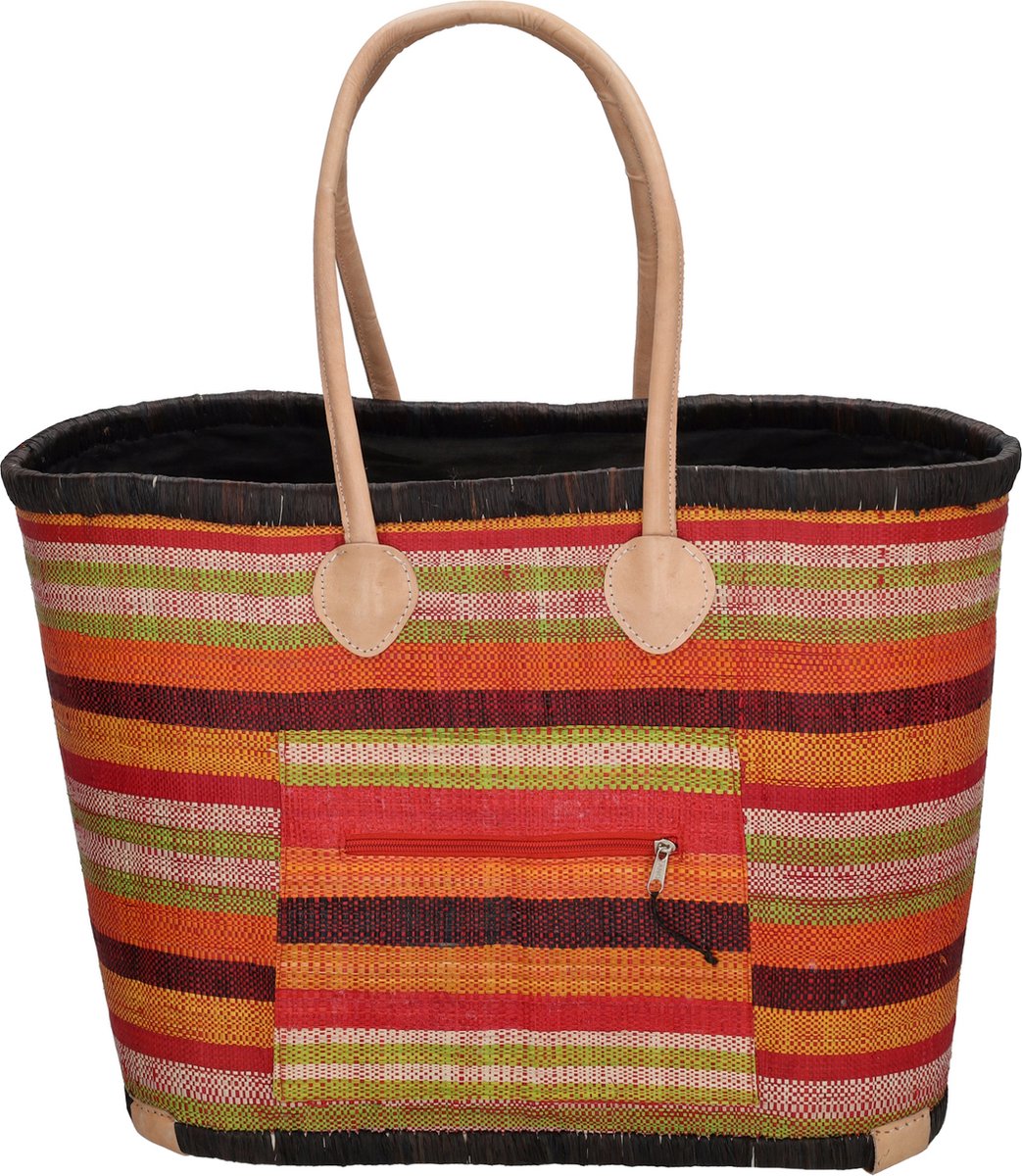 PE Florence Raffia Rieten mand XL - Rood