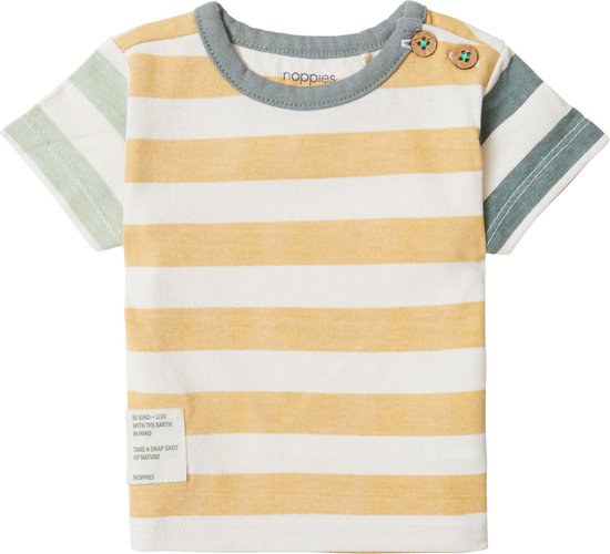 Noppies Boys Tee Balsam Lake short sleeve stripe Jongens T-shirt - Curry - Maat 62