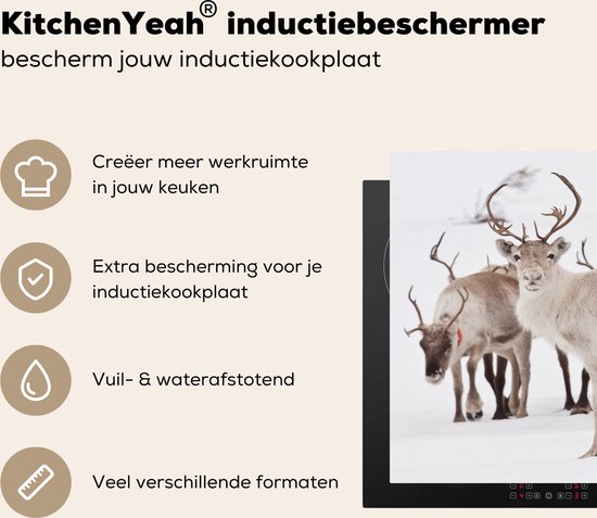 KitchenYeah® Inductie beschermer 65x52 cm - Een kudde rendieren - Kookplaataccessoires - Afdekplaat voor kookplaat - Inductiebeschermer - Inductiemat - Inductieplaat mat
