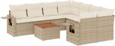 vidaXL - 9-delige - Loungeset - met - kussens - poly - rattan - beige