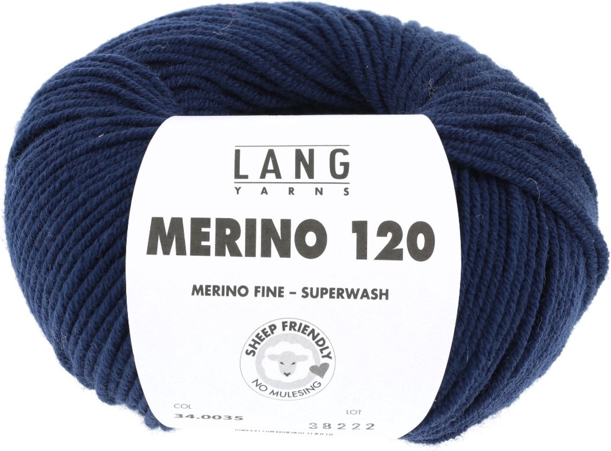 Lang Yarns Merino 120 - 35 donkerblauw - Merinowol Garen