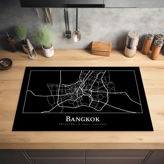 KitchenYeah® Inductie beschermer 81.6x52.7 cm - Bangkok - Kaart - Stadskaart - Plattegrond - Kookplaataccessoires - Afdekplaat voor kookplaat - Inductiebeschermer - Inductiemat - Inductieplaat mat