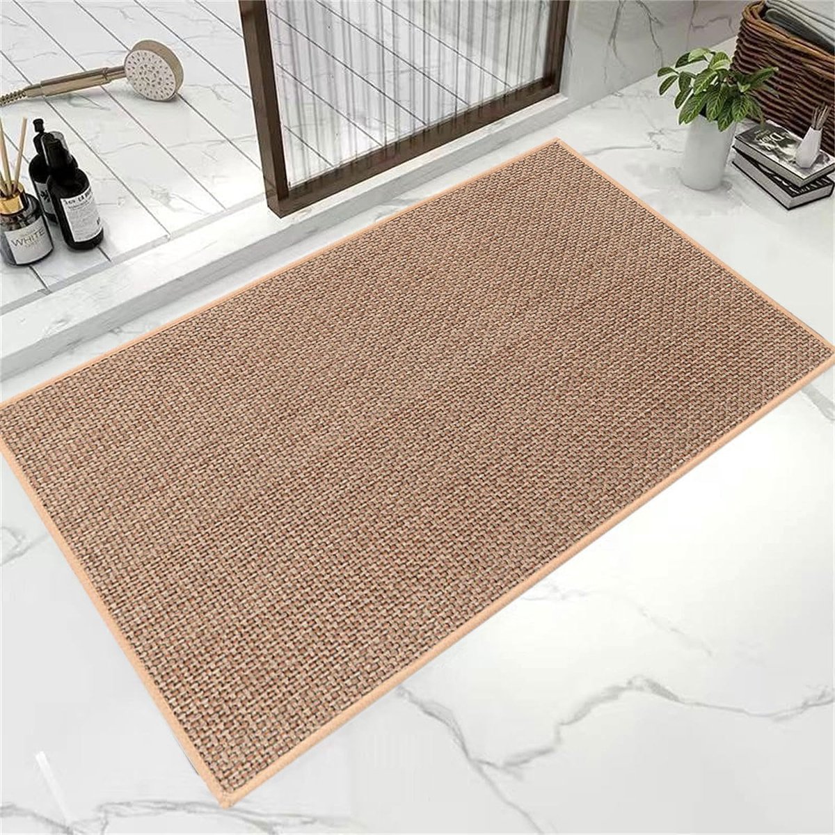 Tapis De Cuisine Lavable 60x90 Cm - Tissé, Antidérapant - Dos En Caoutchouc - Couleur Beige - Pour Salon, Salle De Bain