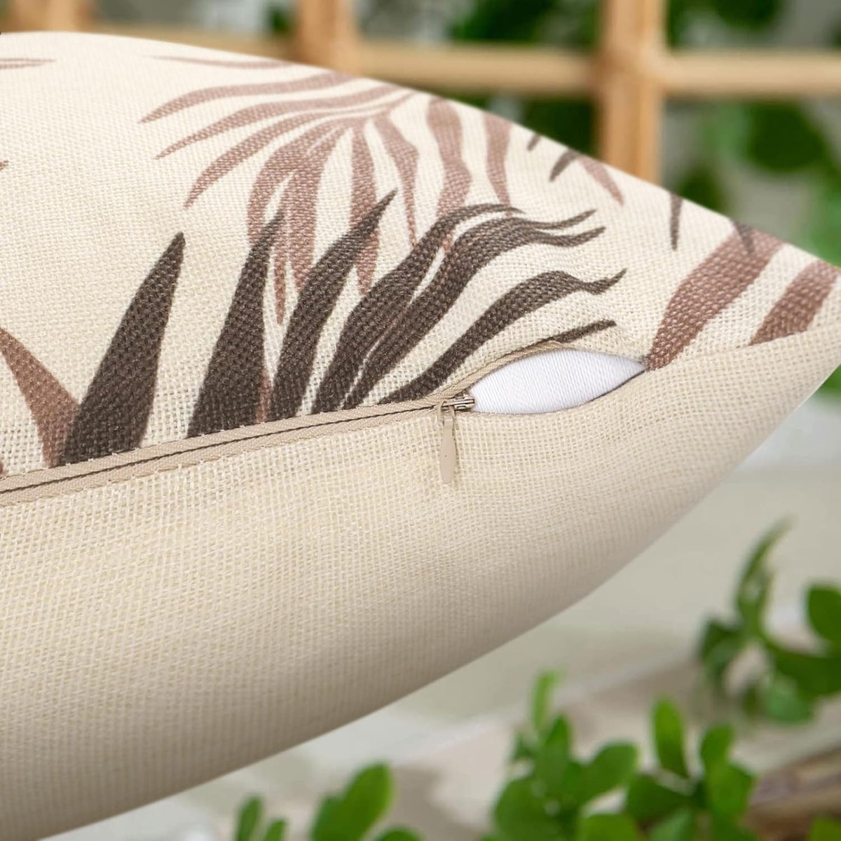Lot De 4 Housses De Coussin Extérieur 35x35cm - Imperméable, Motif Feuilles Vertes - Pour Canapé, Jardin - 11