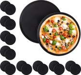 Relaxdays 20x pizzaplaat - antiaanbaklaag - pizzavorm - rond - carbonstaal – grijs