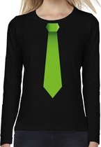 Stropdas groen long sleeve t-shirt zwart voor dames S