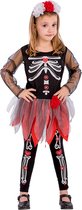 CARNIVAL TOYS - Rood en zwart skelet kostuum voor meisjes - 104/110 (4-5 jaar) - Kinderkostuums
