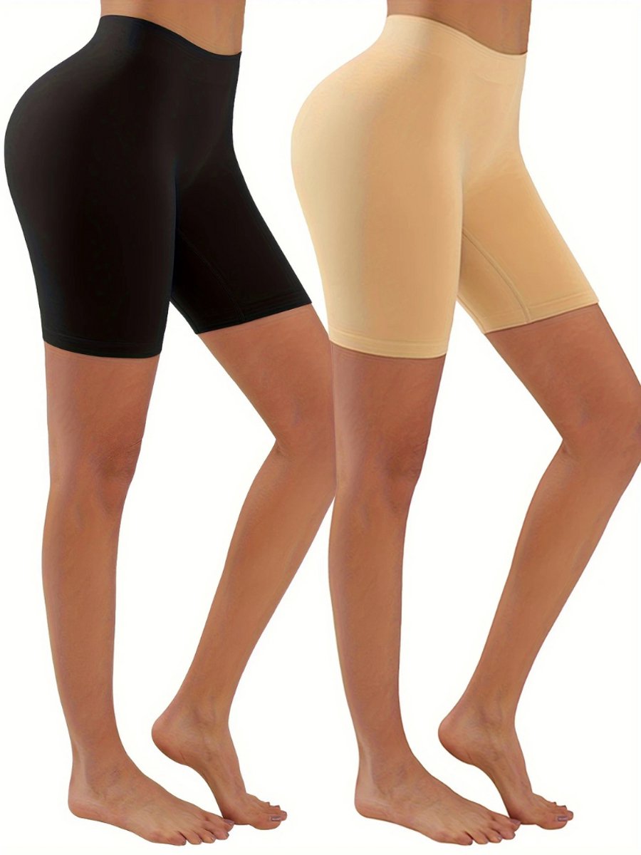 Livano Biker Short Dames Korte Legging Lange Onderbroek Bikershort Met Pijpjes 2 Pcs Zwart