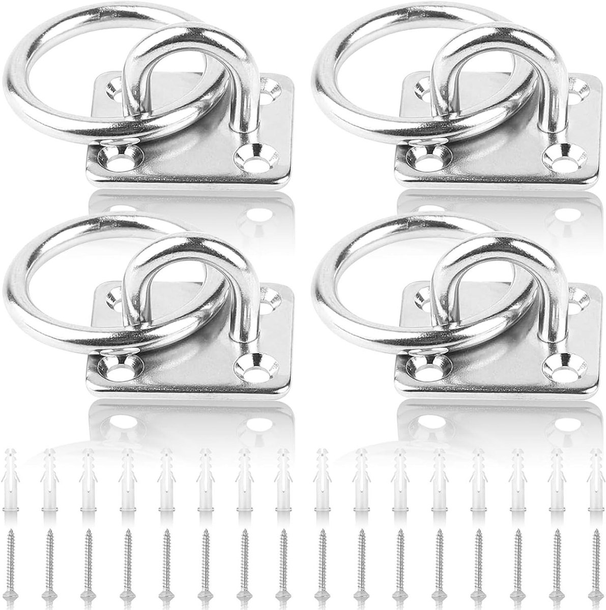 Inovra Plus - 4 Stuks Oogplaat met Ring M6 M8 RVS Oogplaat met Ring Zware Belasting Zonned
