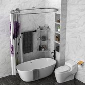 Tringle à rideau de douche ovale en forme de cerceau – Tringle de salle de bain adaptée aux baignoires autoportantes – Argent
