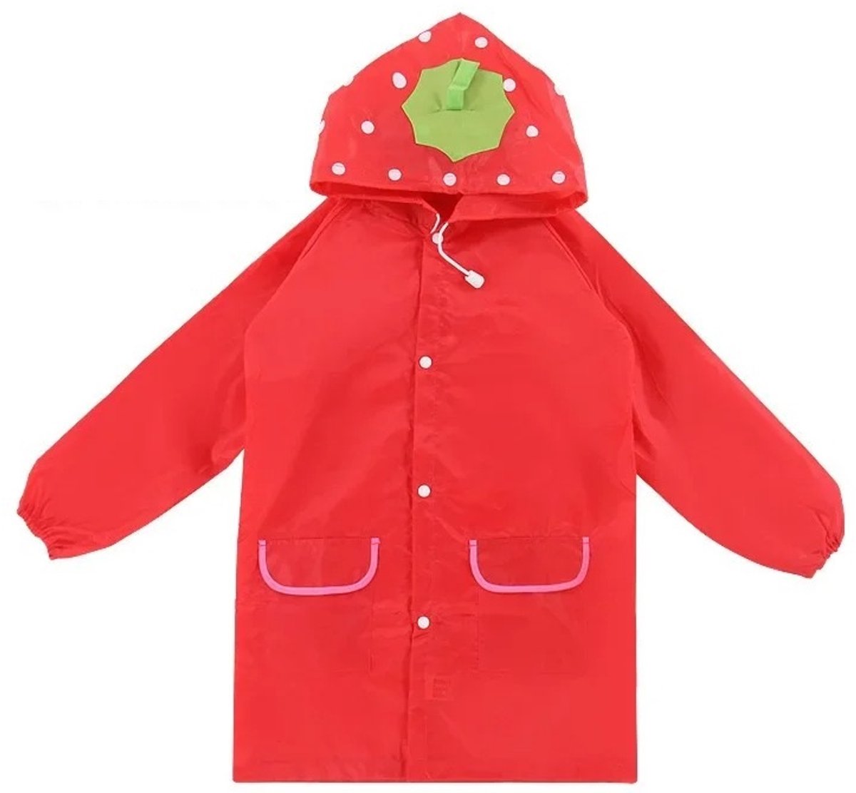 WiseGoods Premium Regenponcho Kinderen - Regenjas Kind - Meisjes Poncho One-Size - Regenjassen Kids 4-6 Jaar - Rood Aardbei