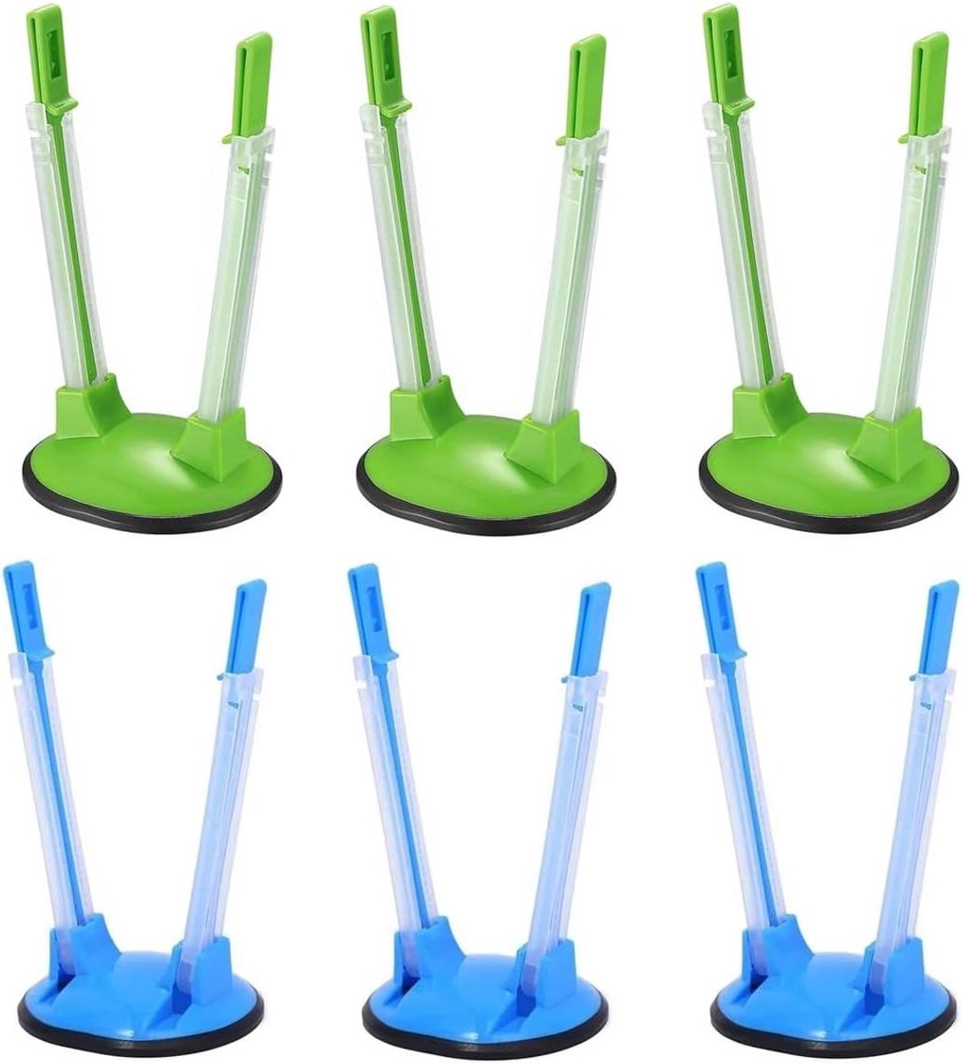 Allecto Plus - 6 stuks Houder voor Voedsel Opbergzakken - Baggy Rack Stand voor Voedsel Prep - Clip voor Plastic Vriezer Zakken - Verstelbaar - Organisatie voor Ziploc Bags