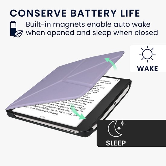 kwmobile e-reader hoesje geschikt voor Pocketbook Era / Era Color hoes - Ereader flip case met standaard - E reader cover van kunstleer - In lavendel — afbeelding 3