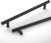 Inovra Plus - Poignées de meuble noires en acier inoxydable - Set de 10 - Espacement des trous de 256 mm - Poignées de cuisine - Poignées en alliage de zinc - Pour armoires de cuisine et Garde-robes