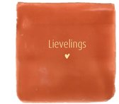 Gekleurd tegeltje - Lievelings - Oranje - Handgemaakte tegel | Spreuktegel | Tegeltjes met Spreuken | Tegeltjeswijsheid | Tegeltje tekst | Origineel cadeau