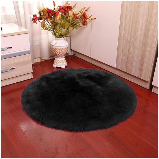 Gcroet 8 ballen tapijt 61 cm zacht pluizig zwart rond funky