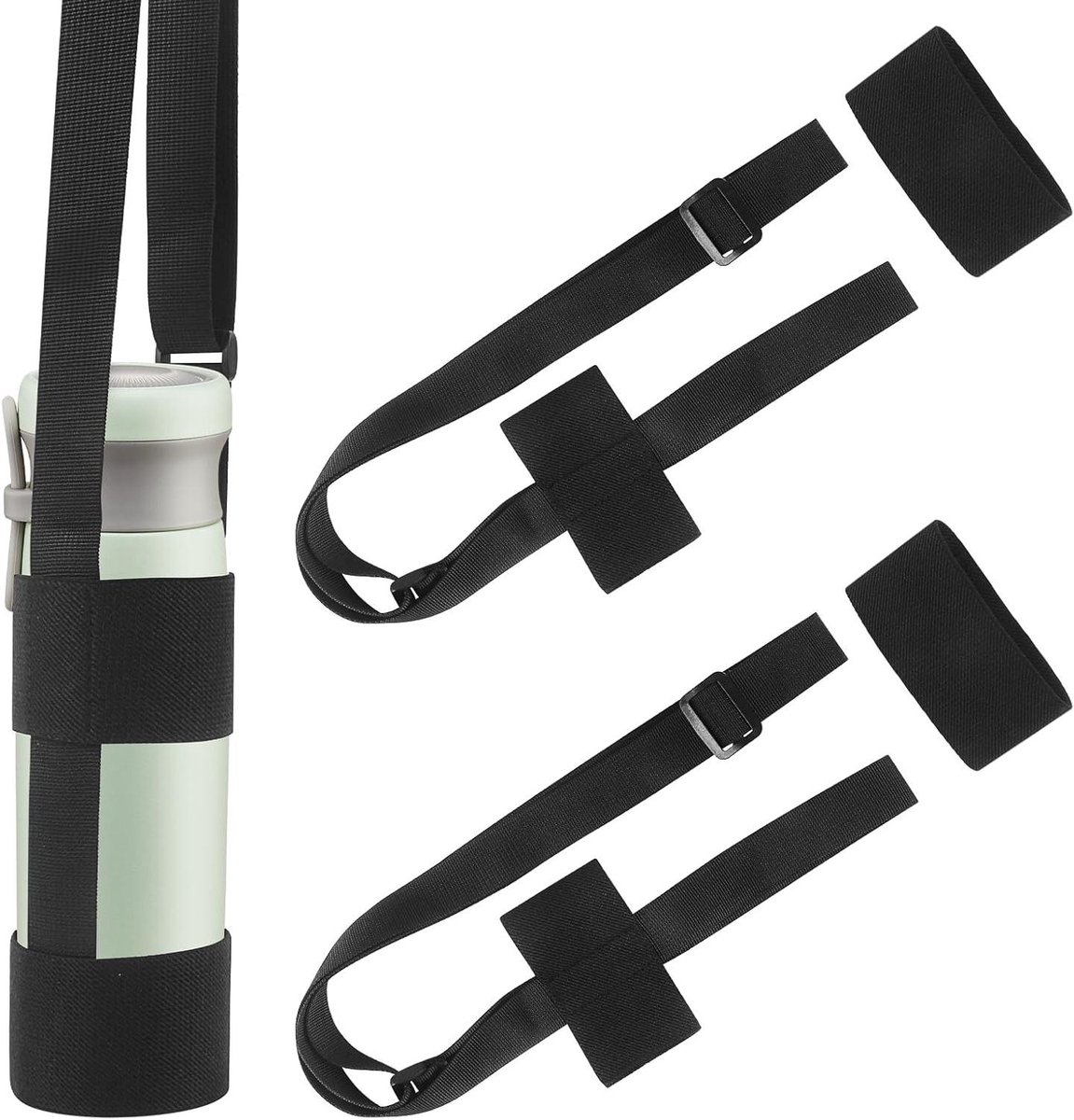 Allecto Plus - Verstelbare flessenhouder riem voor drinkflessen - 2 stuks - Ideaal voor wandelen en hardlopen outdoor - Waterfleshouder met riem - Handig om mee te nemen - Duurzaam en verstelbaar