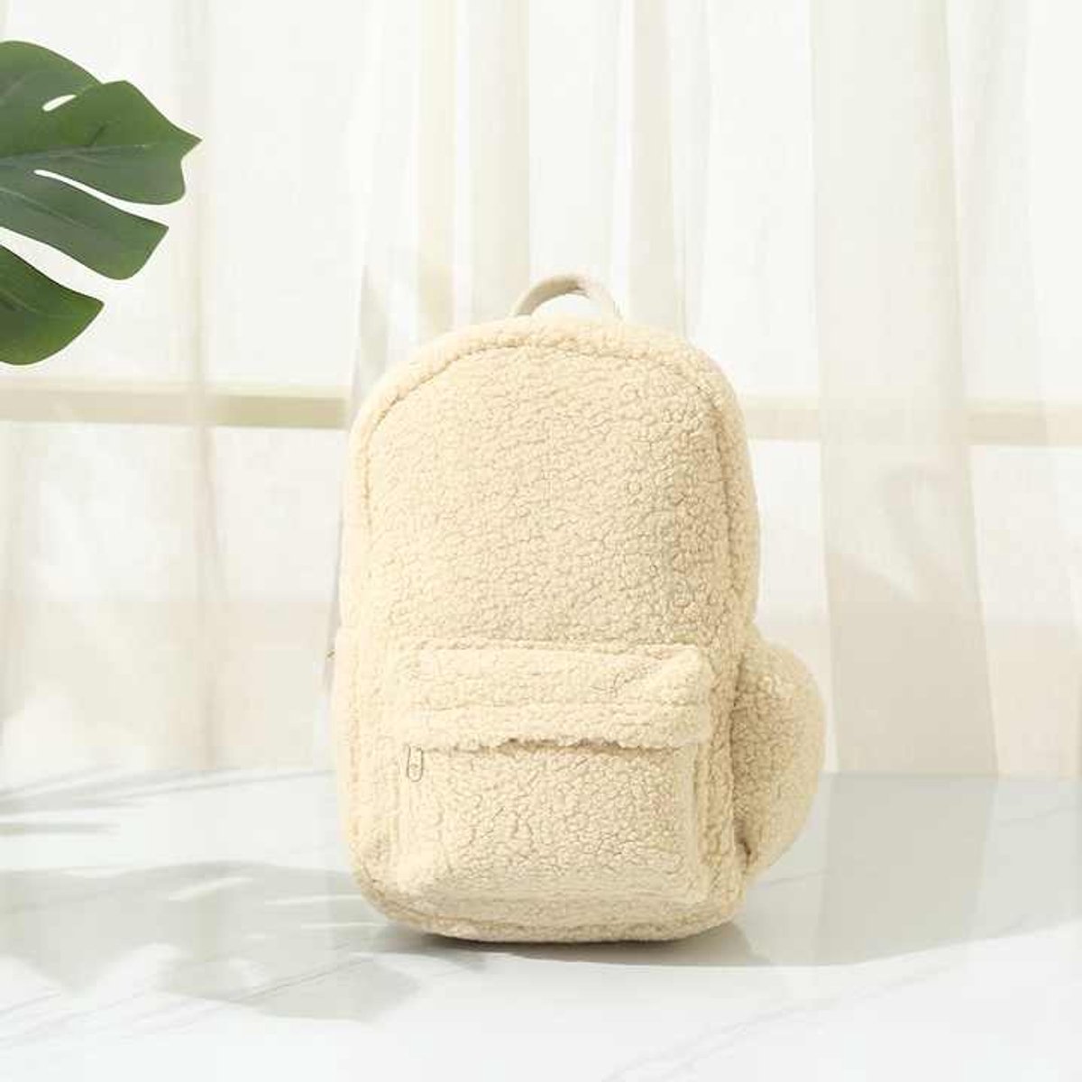 Ychee - Unisex Teddy Rugzak - Mini Kinder Tas - 28x20x9cm - Crème