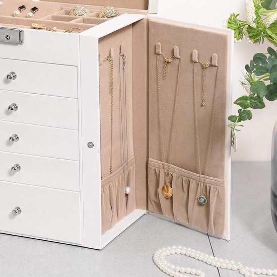 Casiwaft Sieradendoos organizer, 3 lagen grote PU sieraden opbergdoos