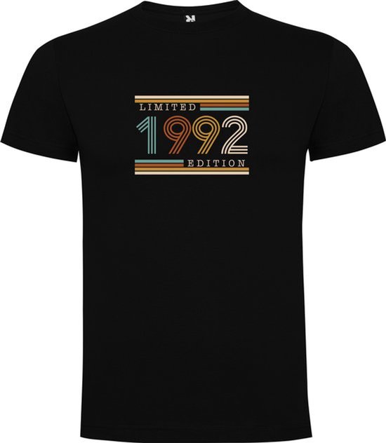 Zwart T-Shirt met “Limited 1992 Edition - Beperkte Editie 1992“ Print Full Color Maat 5XL
