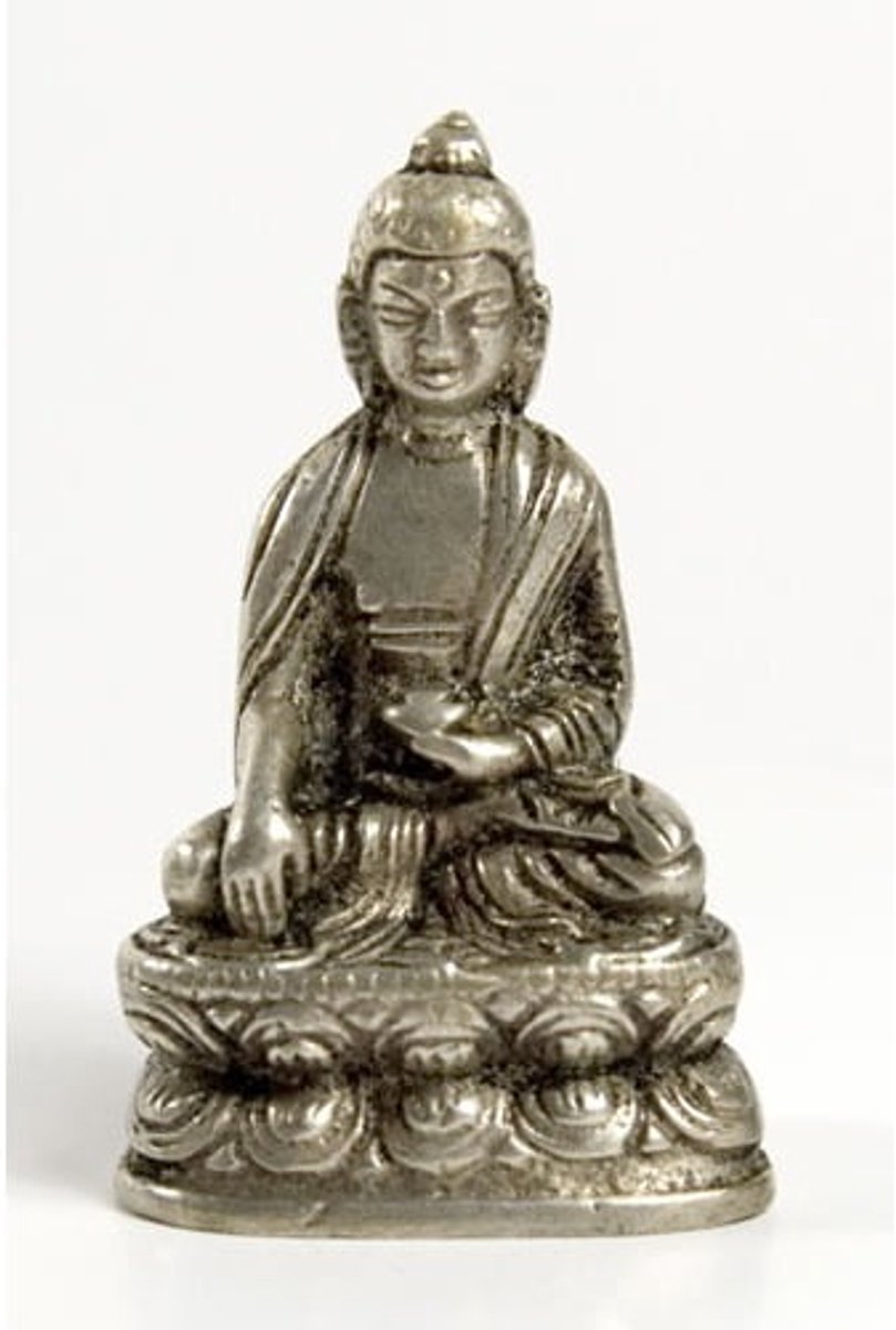 Akshobhya Boeddha verzilverd 5,5 cm