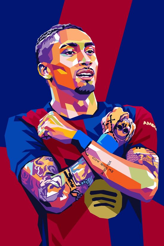 Abstracte kleurrijke voetbalvlam posters en print canvas schilderij