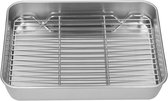 Plat à rôtir rectangulaire en acier inoxydable avec grille de refroidissement, ensemble de plaques de cuisson pour bœuf, poulet et légumes (235 x 175 x 5 cm)