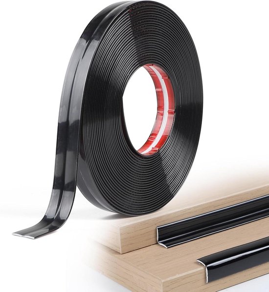 Foto: Flexibel decoratief moulding zelfklevend 2 cm x 10 m zwart glanzend randbescherming voor deur raam plinten kasten flexibele sierlijst
