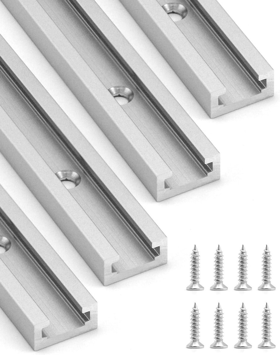 Aluminium T-Track T-Slot 300mm met Dubbel Gesneden Profiel - 4 Pack voor Tafelzaag en Router Tafel - Houtbewerking Gereedschap
