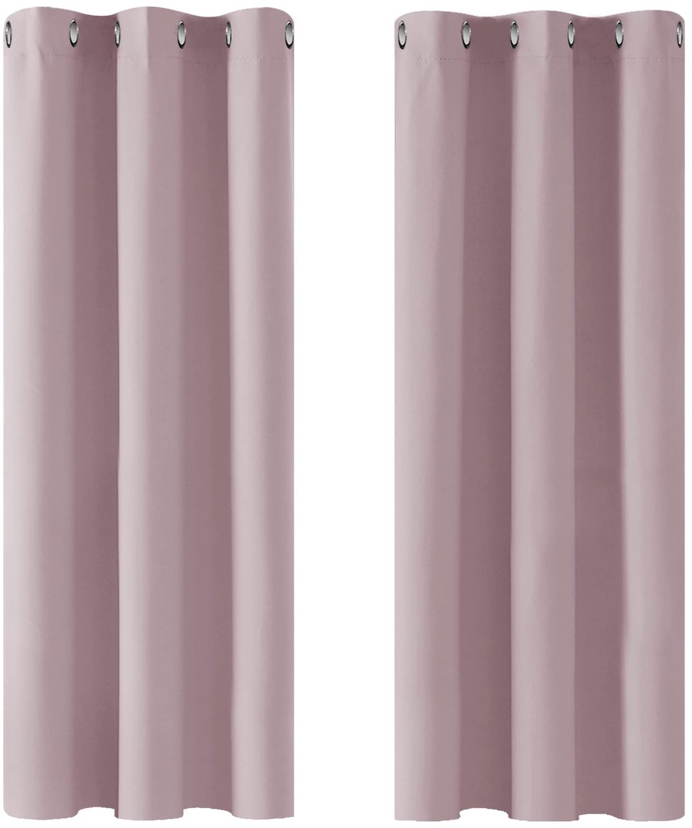 Ibenzoa Verduisterende Gordijnen met Ringmontage, 138x107cm, Roze, Set van 2 lichtroze