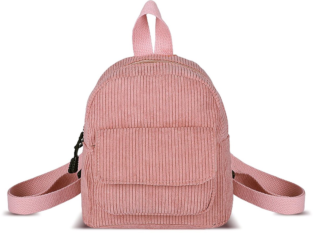 Ibenzoa® Stijlvolle Corduroy Dames Rugzak - Kleine Portemonnee Rugzak