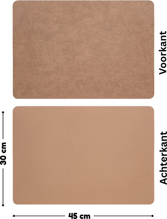 Napperons, lot de 6 – Lavables, antidérapants, double face, cuir synthétique, résistants à la chaleur, 45 x 30 cm pour table de cuisine et salle à manger