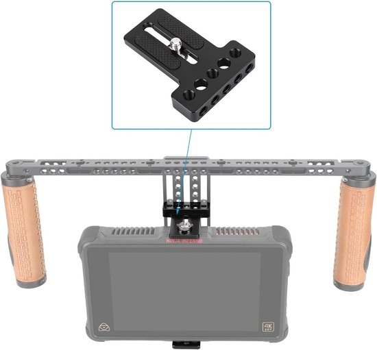SMALLRIG L-shaped grip for Sigma BF, Mounting plate with handle, built-in quick release plate for Arca, 1/4''-20 thread, ergonomic handle and thumb grip (black) - 5389